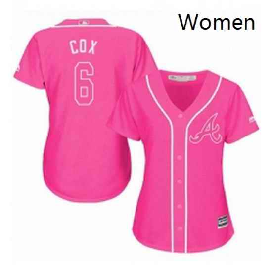 Womens Majestic Atlanta Braves 6 Bobby Cox Replica Pink Fashion Cool Base MLB Jersey